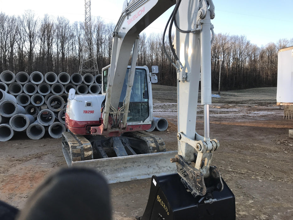 2019 Takeuchi TB290 Cab/Heat/AC Rubber tracks, Dozer blade, Travel alarm, Auxiliary hydraulics w/Manual QC, Hydraulic thumb, 18", 24", and 36" Buckets