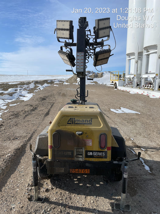 2022 Allmand NLV3GR (4) LED Light Fixture 350W, 23' Vertical Mast, 3kW Prime, Towable, ES Decals, T3