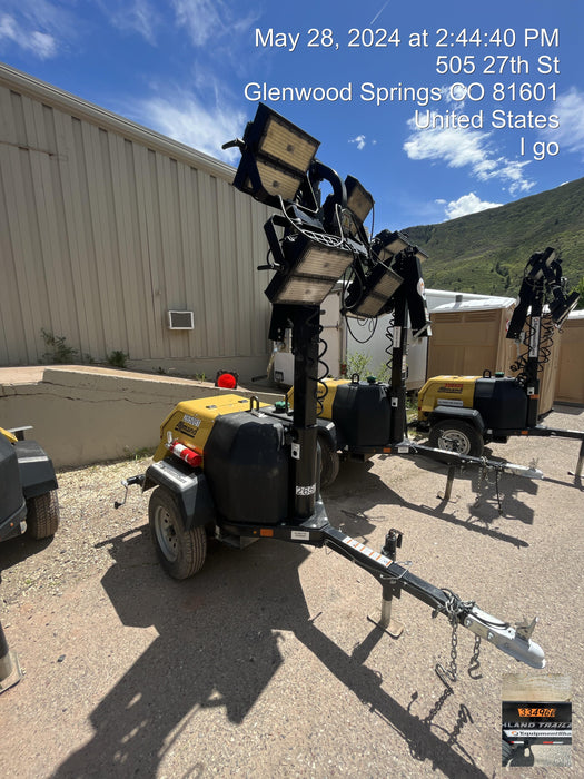 2022 Allmand NLV3GR (4) LED Light Fixture 350W, 23' Vertical Mast, 3kW Prime, Towable, ES Decals, T3