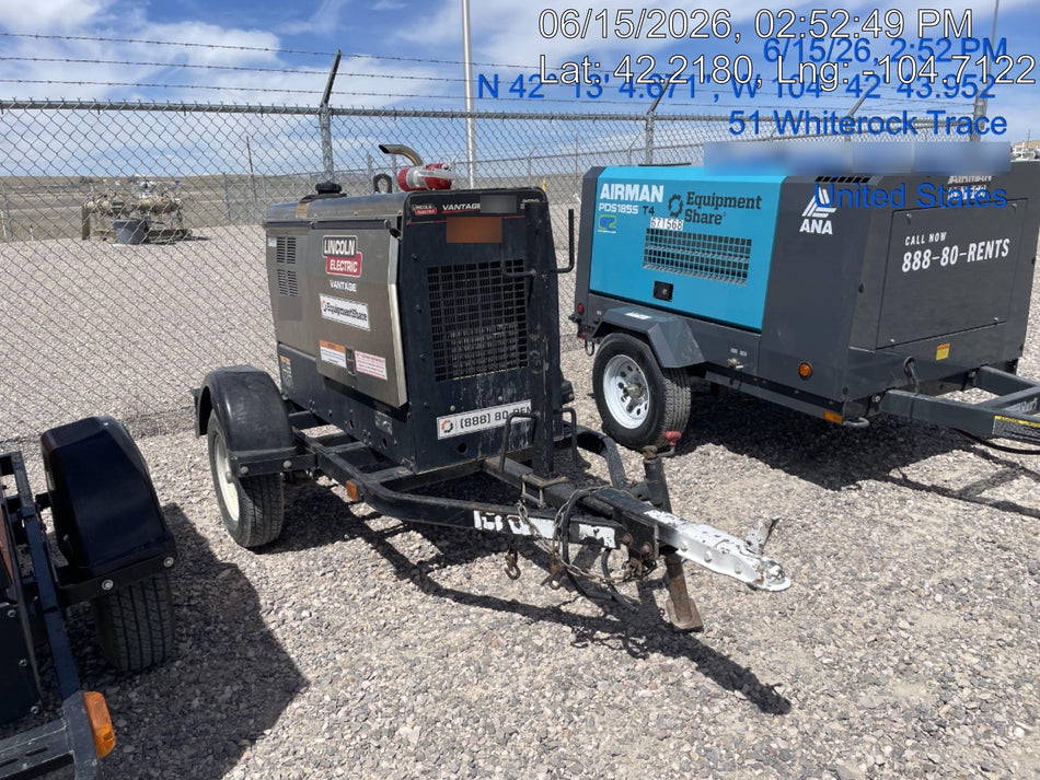 2019 Lincoln Electric Vantage 322 Welder Ready-Pak 3, Two wheel trailer, Fender and Light kit, Cable Rack