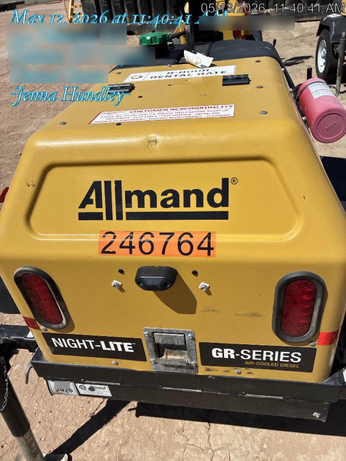 2022 Allmand NLV3GR (4) LED Light Fixture 350W, 23' Vertical Mast, 3kW Prime, Towable, ES Decals, T3