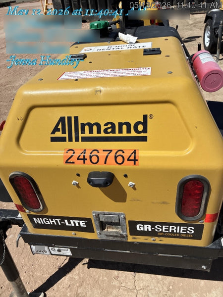 2022 Allmand NLV3GR (4) LED Light Fixture 350W, 23' Vertical Mast, 3kW Prime, Towable, ES Decals, T3