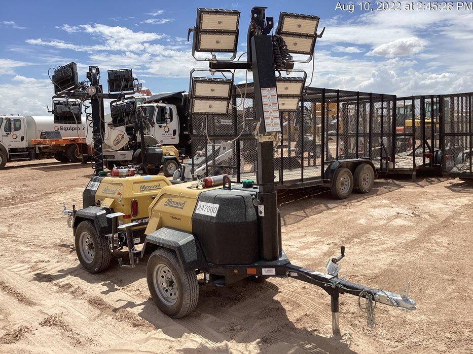 2022 Allmand NLV3GR (4) LED Light Fixture 350W, 23' Vertical Mast, 3kW Prime, Towable, ES Decals, T3