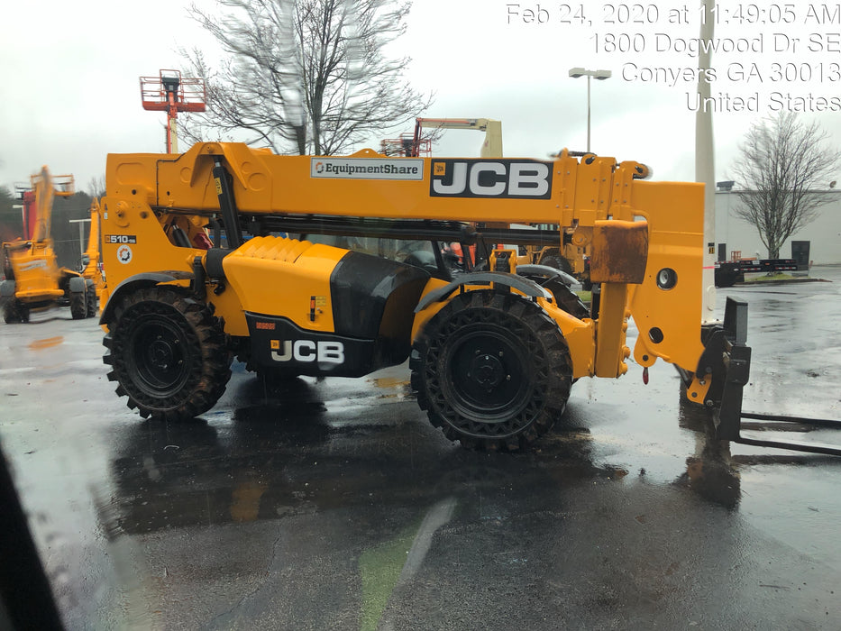 2020 JCB 510-56 Canopy, 74 HP, Solid Tires, STD Worklight, Beacon, Aux Hydraulics, Lifting Eye, Back up Alarm w/66" Carriage/60" Forks