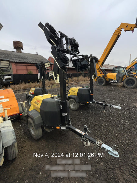 2022 Allmand NLV3GR (4) LED Light Fixture 350W, 23' Vertical Mast, 3kW Prime, Towable, Deep Sea L401, Leveling Jacks, Yanmar T4F 5.8hp