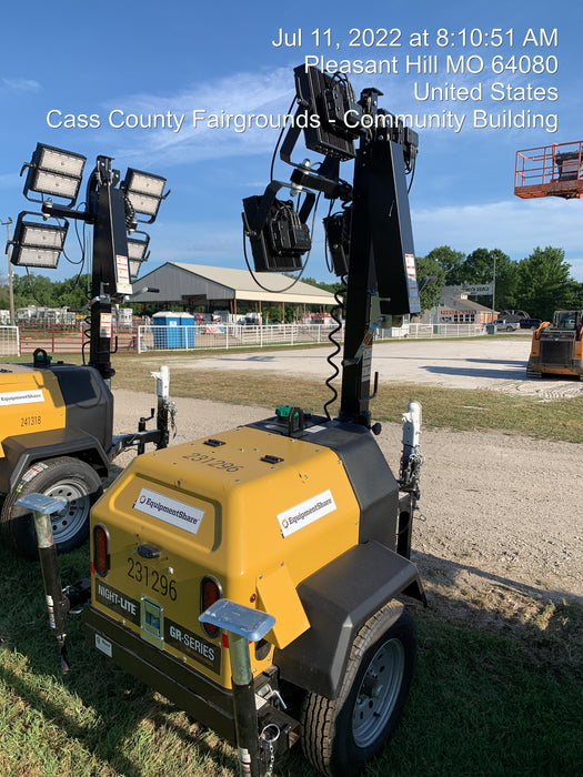 2022 Allmand NLV3GR (4) LED Light Fixture 350W, 23' Vertical Mast, 3kW Prime, Towable, Deep Sea L401, Leveling Jacks, Yanmar T4F 5.8hp