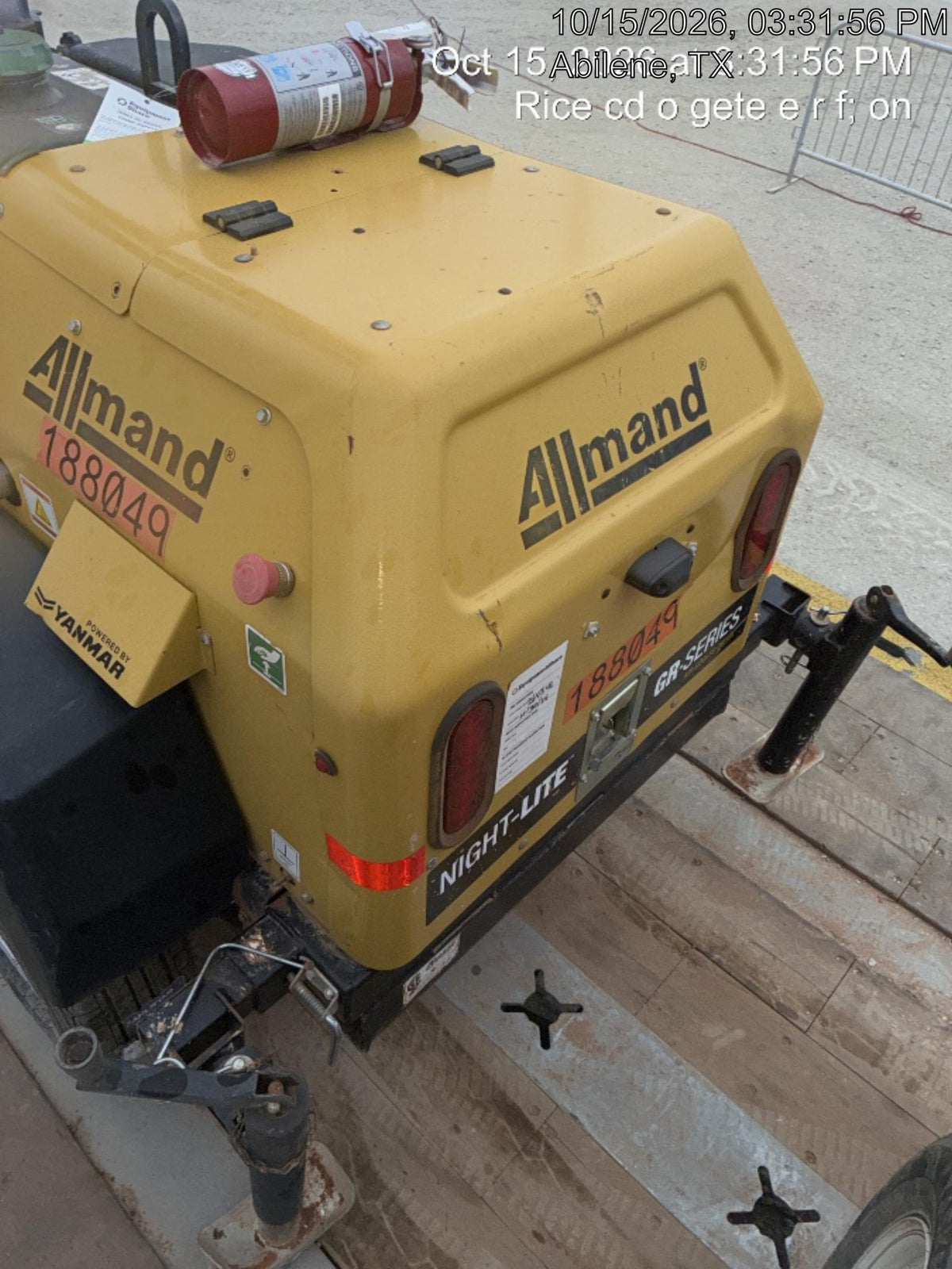 Allmand NLV3GR (4) LED Light Fixture 350W, 23' Vertical Mast, 3kW Prime, Towable, Deep Sea L401, Leveling Jacks, Yanmar T4F 5.8hp