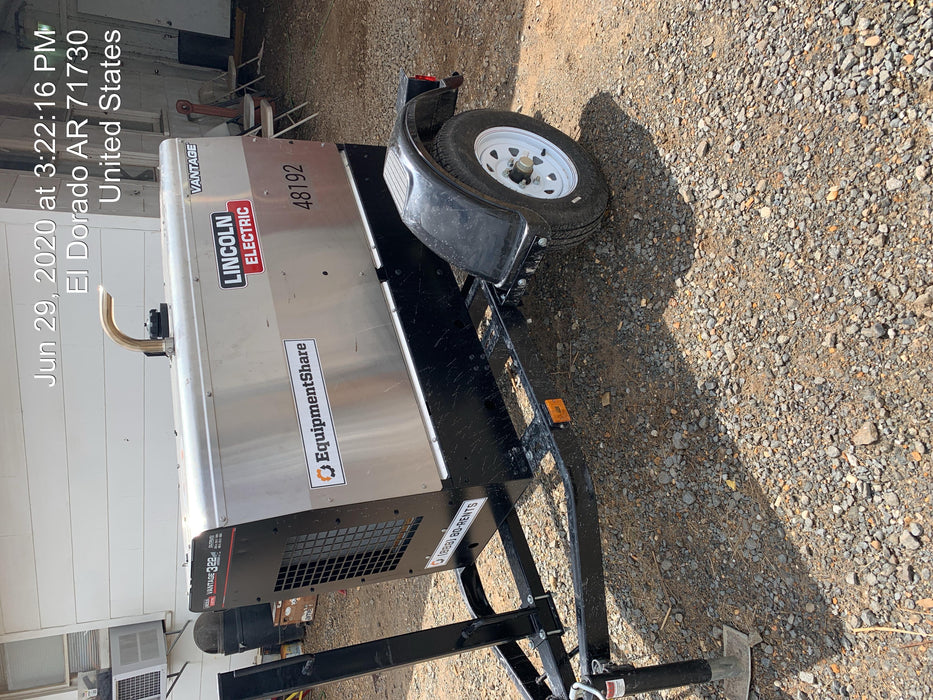 2019 Lincoln Electric Vantage 322 Ready-Pak 3, Two Wheel Trailer, Fender and Light Kit, Cable Rack