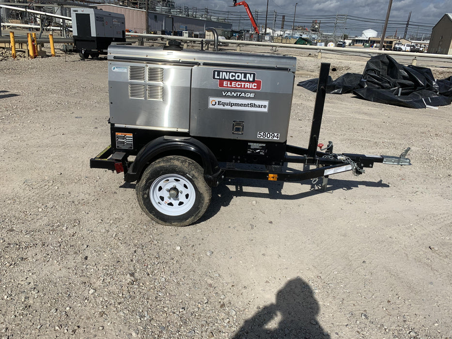 2019 Lincoln Electric Vantage 322 Welder Ready-Pak 3, Two wheel trailer, Fender and Light kit, Cable Rack