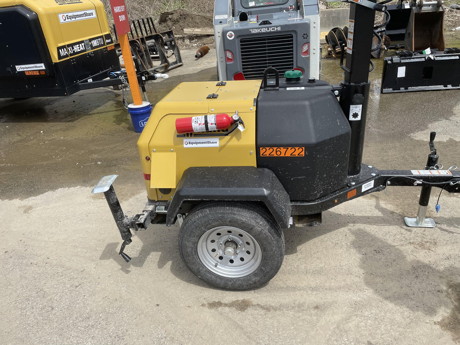 2022 Allmand NLV3GR (4) LED Light Fixture 350W, 23' Vertical Mast, 3kW Prime, Towable, Deep Sea L401, Leveling Jacks, Yanmar T4F 5.8hp