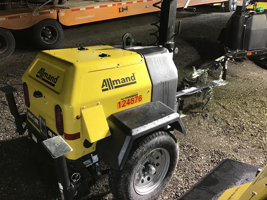 2020 Allmand NLV3GR (4) LED Light Fixture 350W, 23' Vertical Mast, 3kW Prime, Towable, Deep Sea L401, Leveling Jacks, Yanmar T4F 5.8hp