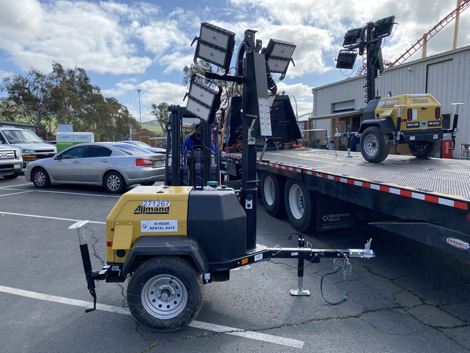 2022 Allmand NLV3GR (4) LED Light Fixture 350W, 23' Vertical Mast, 3kW Prime, Towable, ES Decals, T3