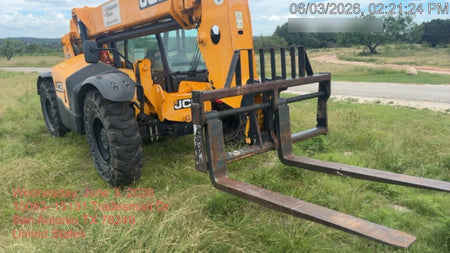 2019 JCB 509-42 JCB 509-42 Enclosed Cab, 74 HP, Solid Tires, Worklights, Beacon, Aux Hydraulics, Lifting Eye w/60" Carriage/60" Forks