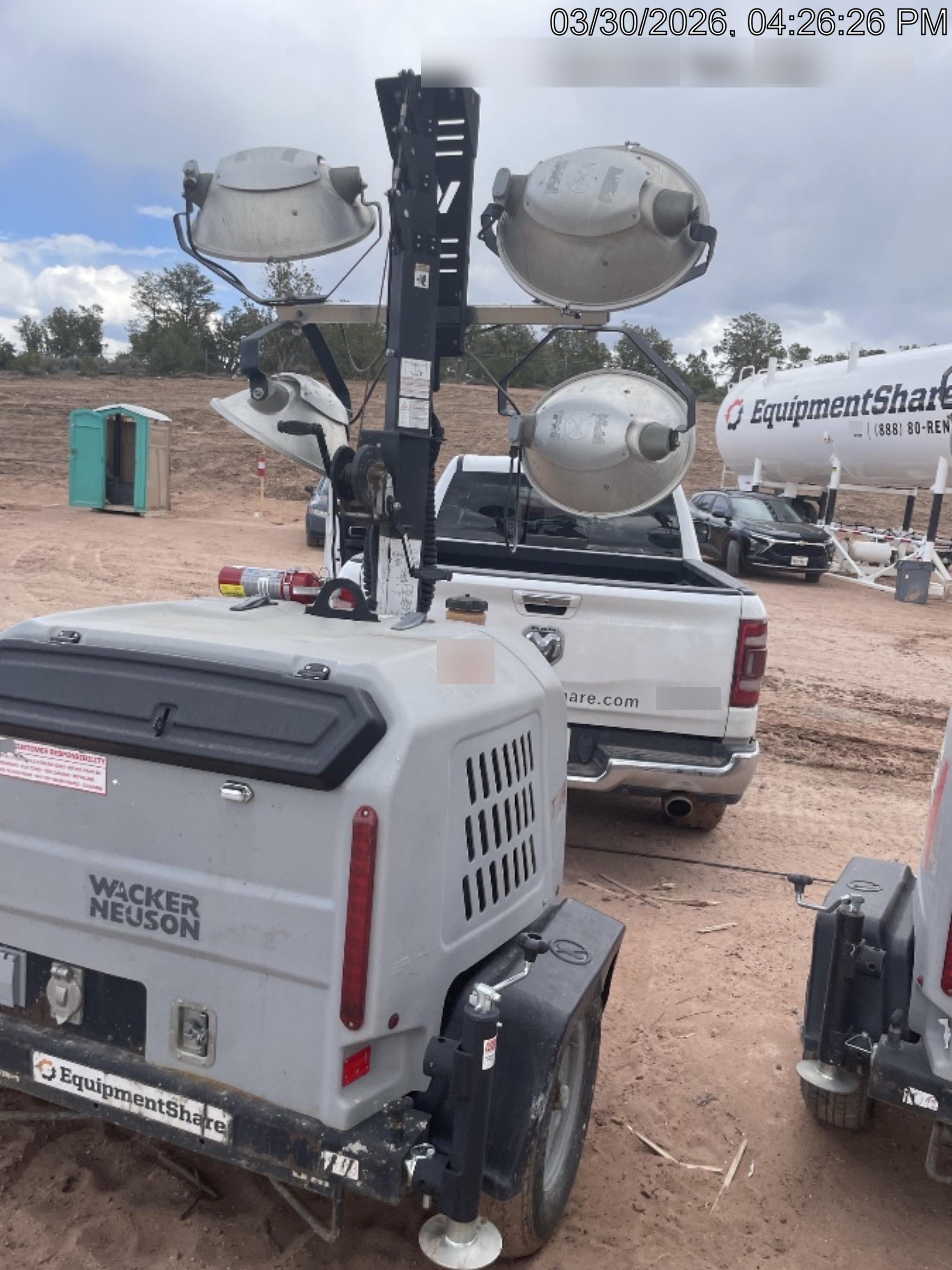 2019 Wacker Neuson LTV6L-MH Wacker Neuson LTV6L Mobile Light Tower w/Fuel Level Sensor Installed