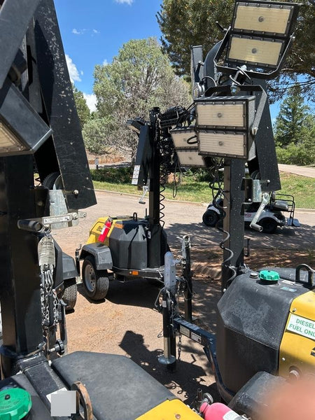2022 Allmand NLV3GR (4) LED Light Fixture 350W, 23' Vertical Mast, 3kW Prime, Towable, ES Decals, T3