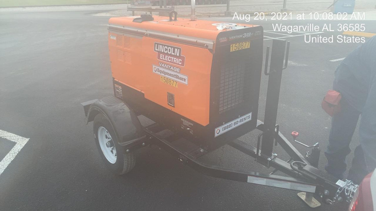 2021 Lincoln Electric Vantage 322 Vantage 322 Ready Pak 3 w/ Telematics & Decals, ORANGE (includes trailer, cable rack, fender light kit)