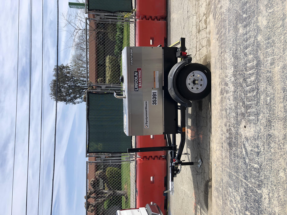 2019 Lincoln Electric Vantage 322 Welder Ready-Pak 3, Two wheel trailer, Fender and Light kit, Cable Rack