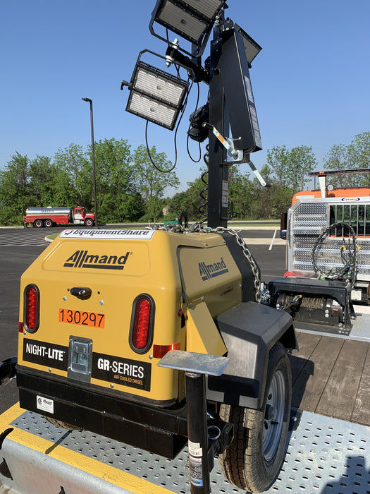 2021 Allmand NLV3GR (4) LED Light Fixture 350W, 23' Vertical Mast, 3kW Prime, Towable, Deep Sea L401, Leveling Jacks, Yanmar T4F 5.8hp