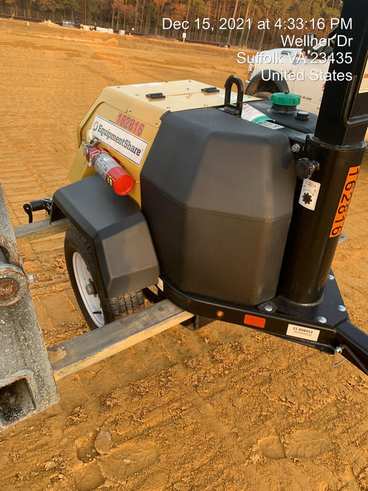 2021 Allmand NLV3GR (4) LED Light Fixture 350W, 23' Vertical Mast, 3kW Prime, Towable, Deep Sea L401, Leveling Jacks, Yanmar T4F 5.8hp