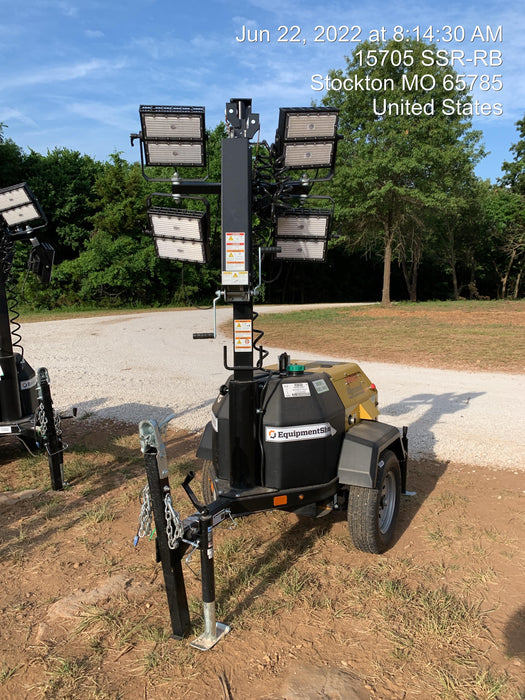 2022 Allmand NLV3GR (4) LED Light Fixture 350W, 23' Vertical Mast, 3kW Prime, Towable, Deep Sea L401, Leveling Jacks, Yanmar T4F 5.8hp