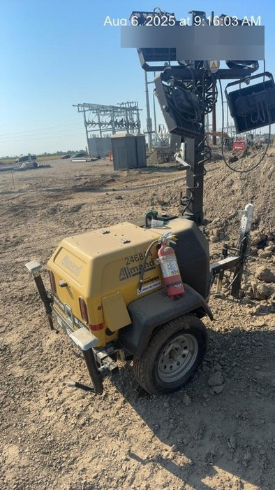 2022 Allmand NLV3GR (4) LED Light Fixture 350W, 23' Vertical Mast, 3kW Prime, Towable, ES Decals, T3