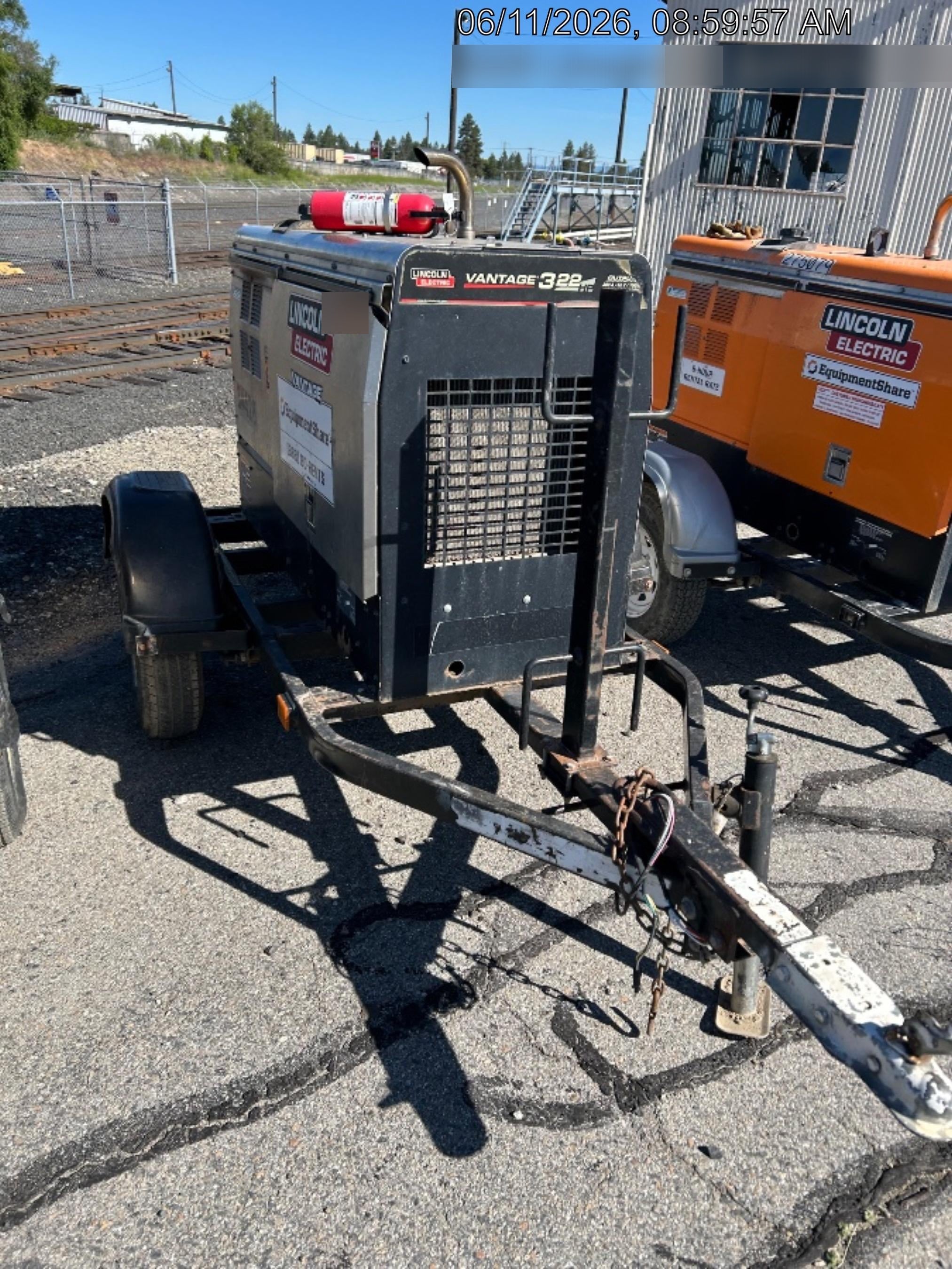 2019 Lincoln Electric Vantage 322 Welder Ready-Pak 3, Two wheel trailer, Fender and Light kit, Cable Rack