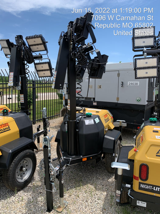 2022 Allmand NLV3GR (4) LED Light Fixture 350W, 23' Vertical Mast, 3kW Prime, Towable, Deep Sea L401, Leveling Jacks, Yanmar T4F 5.8hp