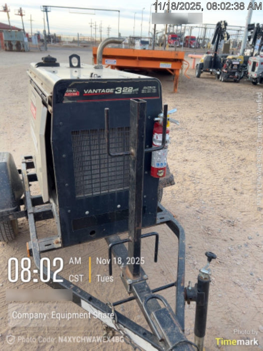 2019 Lincoln Electric Vantage 322 Welder Ready-Pak 3, Two wheel trailer, Fender and Light kit, Cable Rack