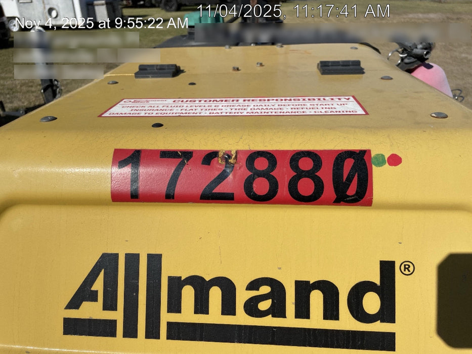 2021 Allmand NLV3GR (4) LED Light Fixture 350W, 23' Vertical Mast, 3kW Prime, Towable, Deep Sea L401, Leveling Jacks, Yanmar T4F 5.8hp