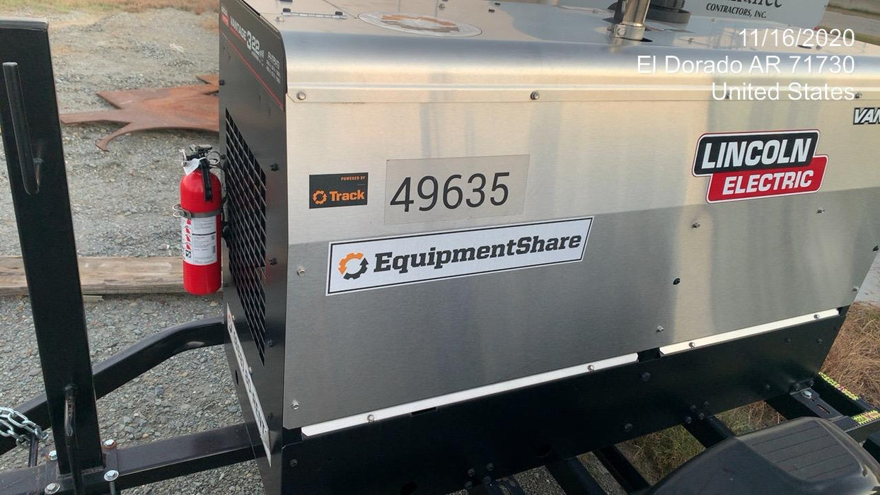 2019 Lincoln Electric Vantage 322 Ready-Pak 3, Two Wheel Trailer, Fender and Light Kit, Cable Rack