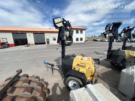 2021 Allmand NLV3GR (4) LED Light Fixture 350W, 23' Vertical Mast, 3kW Prime, Towable, Deep Sea L401, Leveling Jacks, Yanmar T4F 5.8hp