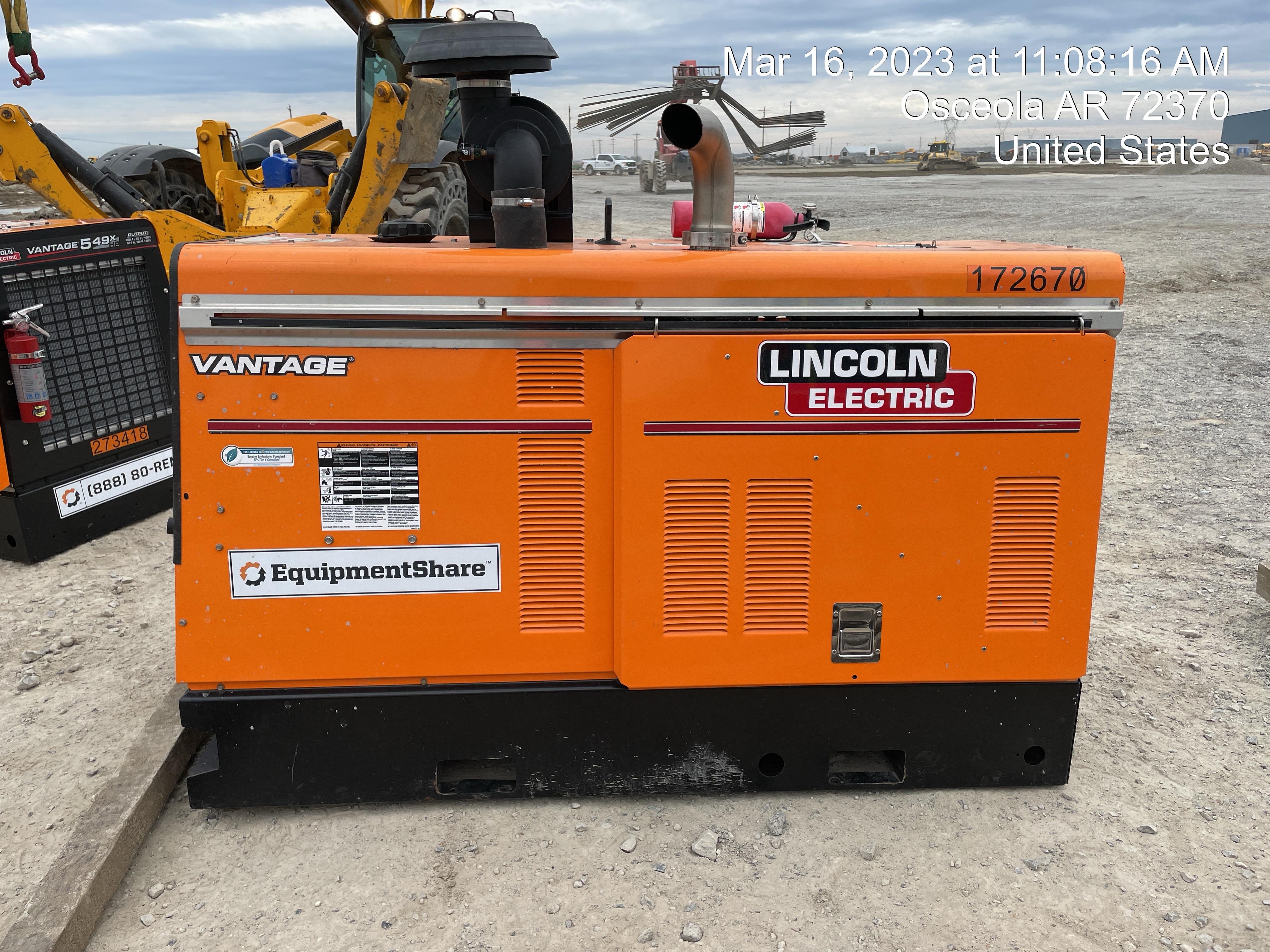 2021 Lincoln Electric Vantage 549X Ready Pak 3, ORANGE (includes trailer, cable rack, fender light kit)