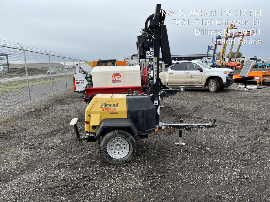 2022 Allmand NLV3GR (4) LED Light Fixture 350W, 23' Vertical Mast, 3kW Prime, Towable, ES Decals, T3