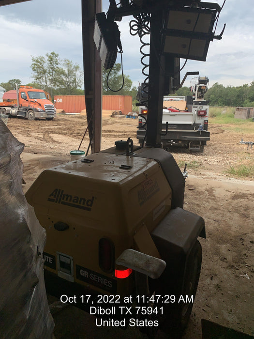 2022 Allmand NLV3GR (4) LED Light Fixture 350W, 23' Vertical Mast, 3kW Prime, Towable, Deep Sea L401, Leveling Jacks, Yanmar T4F 5.8hp