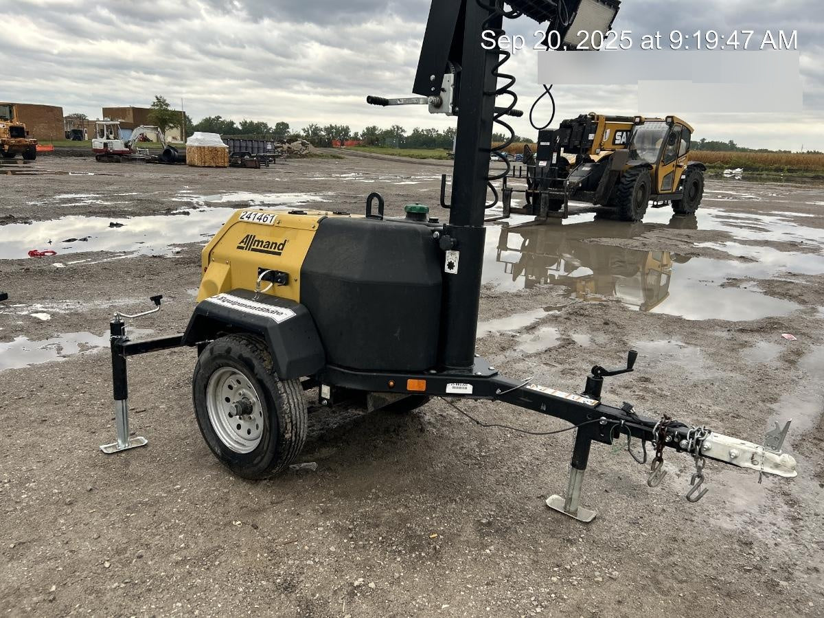 2022 Allmand NLV3GR (4) LED Light Fixture 350W, 23' Vertical Mast, 3kW Prime, Towable, Deep Sea L401, Leveling Jacks, Yanmar T4F 5.8hp