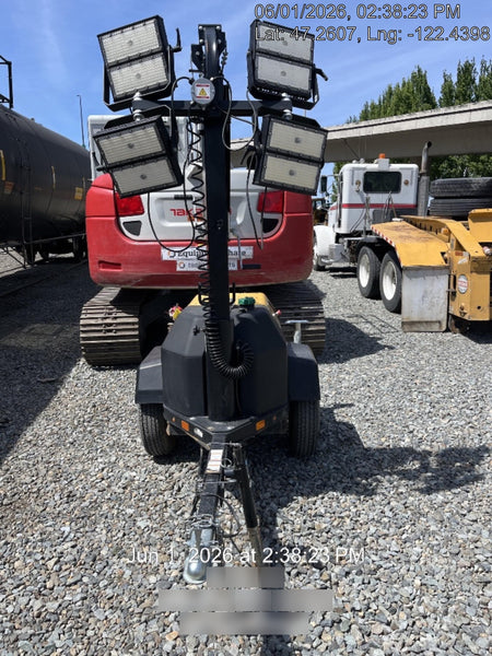 2022 Allmand NLV3GR (4) LED Light Fixture 350W, 23' Vertical Mast, 3kW Prime, Towable, Deep Sea L401, Leveling Jacks, Yanmar T4F 5.8hp