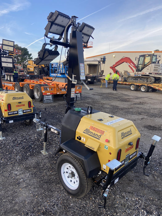 2021 Allmand NLV3GR (4) LED Light Fixture 350W, 23' Vertical Mast, 3kW Prime, Towable, Deep Sea L401, Leveling Jacks, Yanmar T4F 5.8hp