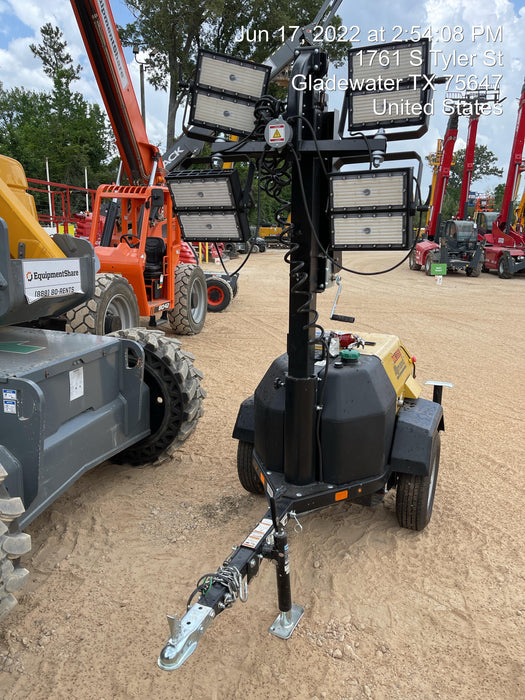 2022 Allmand NLV3GR (4) LED Light Fixture 350W, 23' Vertical Mast, 3kW Prime, Towable, Deep Sea L401, Leveling Jacks, Yanmar T4F 5.8hp