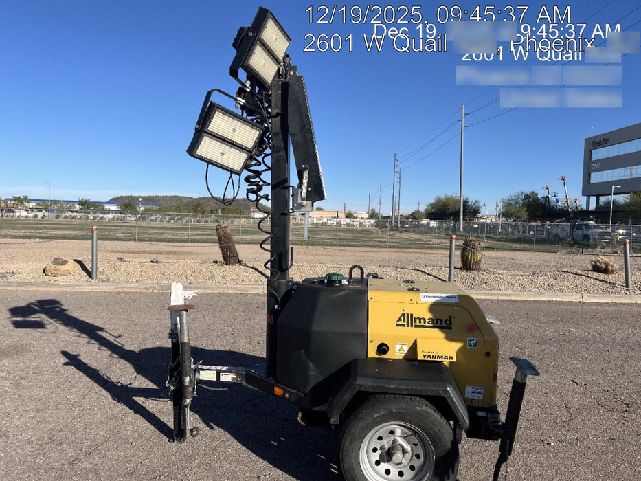 2022 Allmand NLV3GR (4) LED Light Fixture 350W, 23' Vertical Mast, 3kW Prime, Towable, ES Decals, T3
