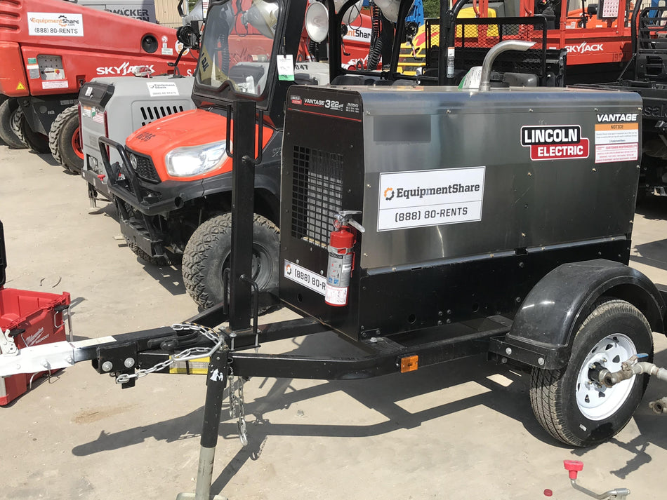 2019 Lincoln Electric Vantage 322 Ready-Pak 3, Two Wheel Trailer, Fender and Light Kit, Cable Rack