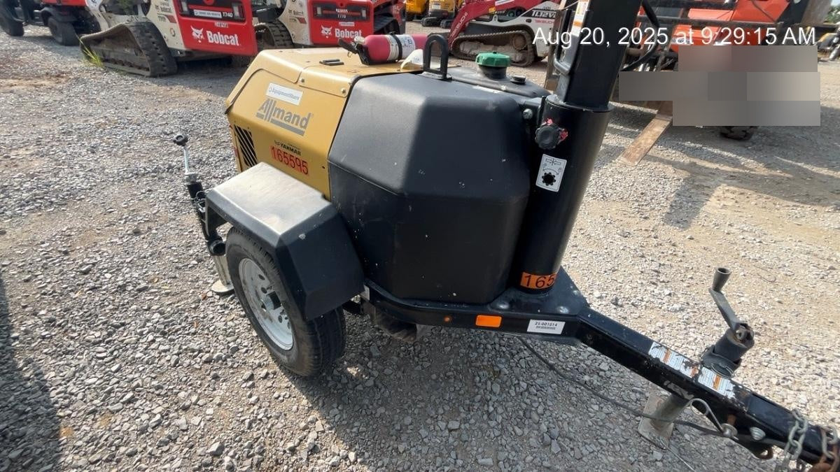 2021 Allmand NLV3GR (4) LED Light Fixture 350W, 23' Vertical Mast, 3kW Prime, Towable, Deep Sea L401, Leveling Jacks, Yanmar T4F 5.8hp