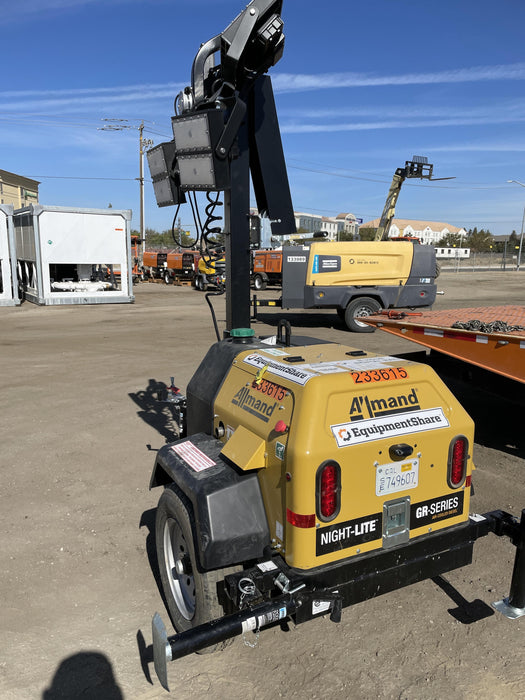 2022 Allmand NLV3GR (4) LED Light Fixture 350W, 23' Vertical Mast, 3kW Prime, Towable, Deep Sea L401, Leveling Jacks, Yanmar T4F 5.8hp