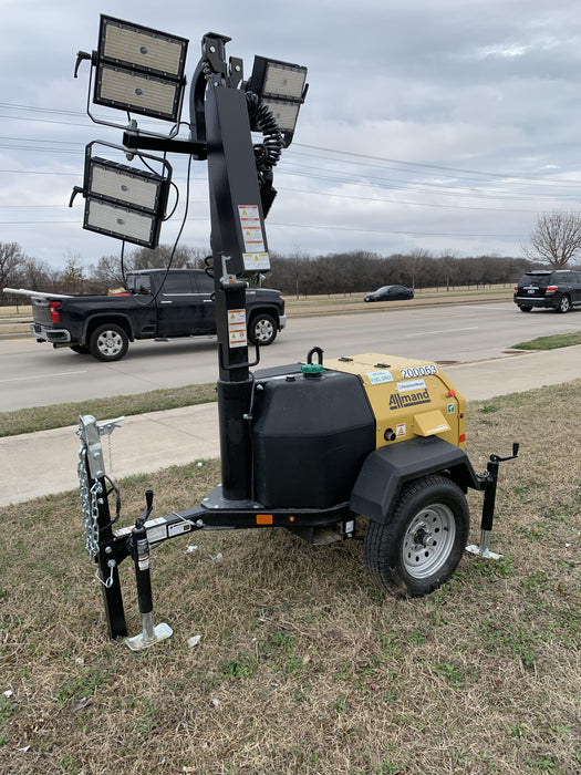 2022 Allmand NLV3GR (4) LED Light Fixture 350W, 23' Vertical Mast, 3kW Prime, Towable, Deep Sea L401, Leveling Jacks, Yanmar T4F 5.8hp