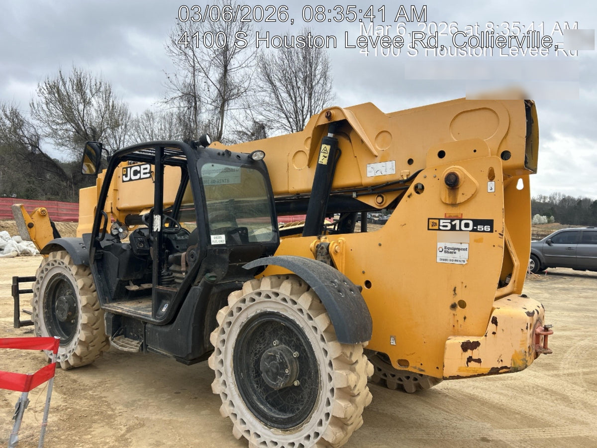 2019 JCB 510-56 Open ROPS, 74 HP, Solid Tires, Worklights, Beacon, Aux Hydraulics, Lifting Eye, 60" Carriage/60" Forks