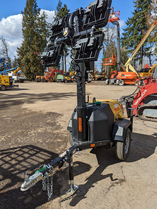 2022 Allmand NLV3GR (4) LED Light Fixture 350W, 23' Vertical Mast, 3kW Prime, Towable, Deep Sea L401, Leveling Jacks, Yanmar T4F 5.8hp