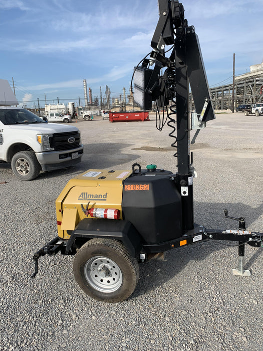 2022 Allmand NLV3GR (4) LED Light Fixture 350W, 23' Vertical Mast, 3kW Prime, Towable, Deep Sea L401, Leveling Jacks, Yanmar T4F 5.8hp