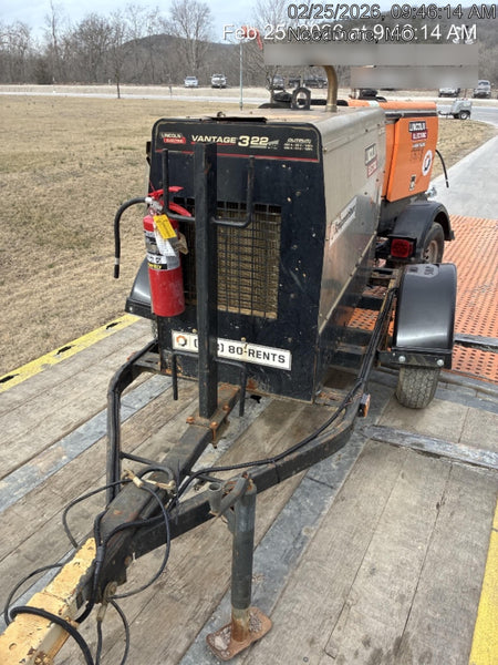 2019 Lincoln Electric Vantage 322 Ready-Pak 3, Two Wheel Trailer, Fender and Light Kit, Cable Rack