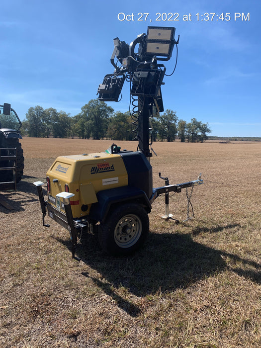 2022 Allmand NLV3GR (4) LED Light Fixture 350W, 23' Vertical Mast, 3kW Prime, Towable, Deep Sea L401, Leveling Jacks, Yanmar T4F 5.8hp