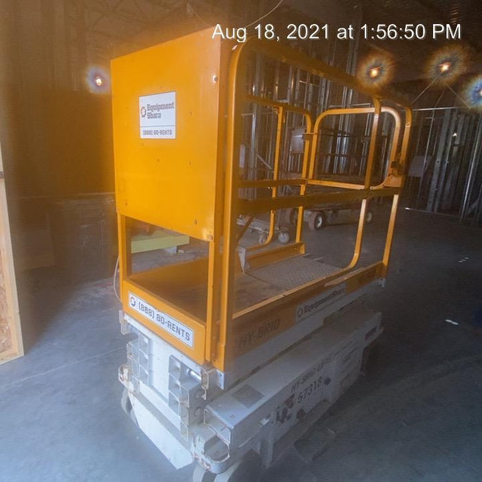 Custom Equipment HB-1430 <ul>
 <li>Hy-Brid Scissor Lift</li>
  <li>Platform capacity up to 670 lbs.</li>
  <li>Working height up to 20 ft</li>
  <li>Weighs under 1,700 lbs.</li>
  <li>Non-marking wheels </li>
</ul>