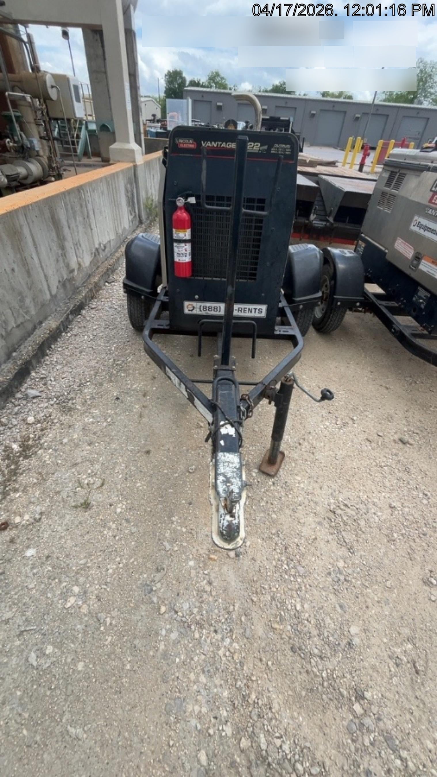 2019 Lincoln Electric Vantage 322 Ready-Pak 3, Two Wheel Trailer, Fender and Light Kit, Cable Rack